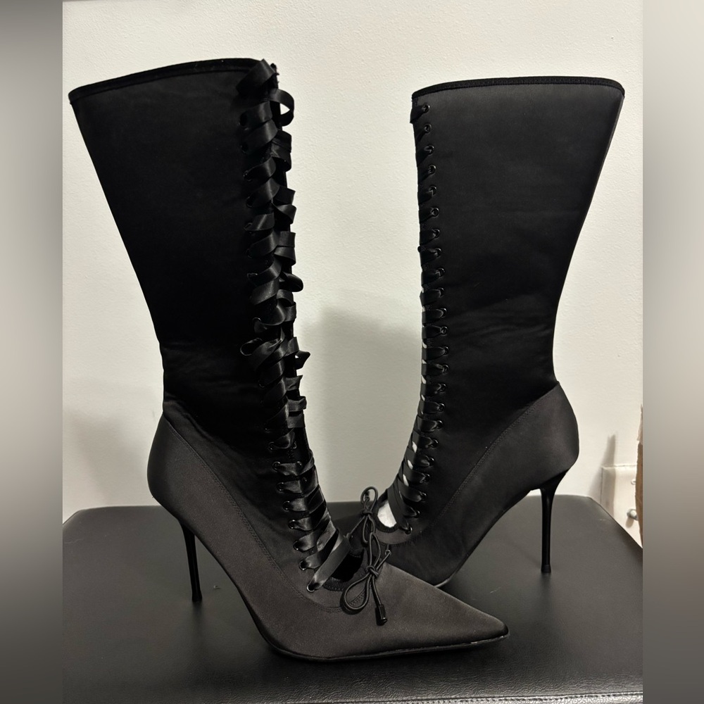 NWOB Dolls Kill / Widow Black Scandalous Seduction Heeled Boots - Picture 3 of 9